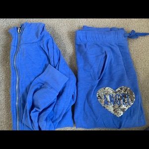 Victoria Secret Blue Glitter Jacket and pants!